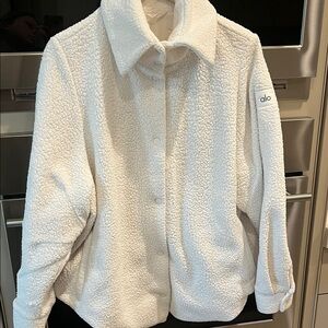 ALO: Micro Sherpa Envy Shacket in Ivory